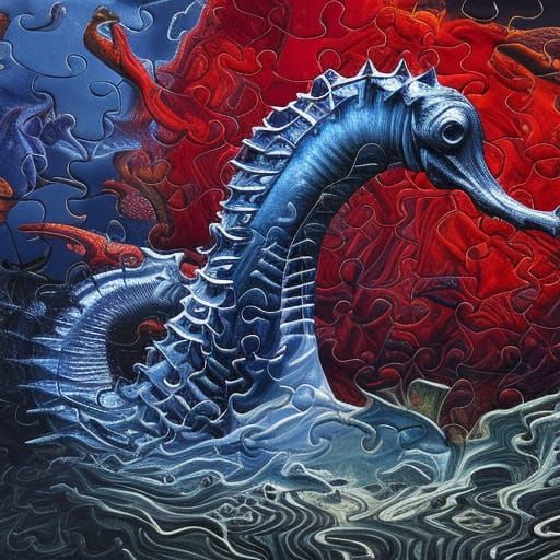 Sinister Death Metal Album Cover with Seahorses