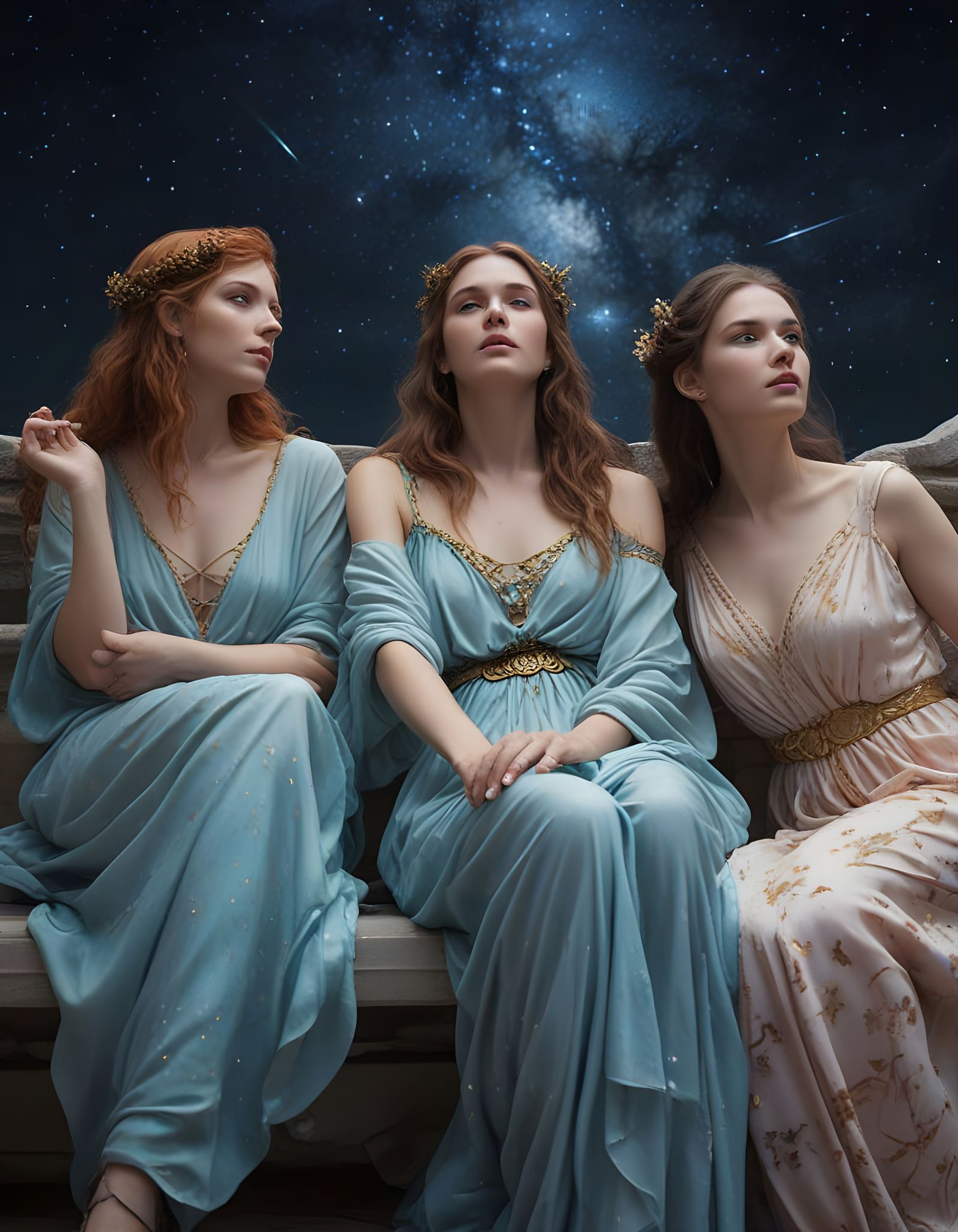Roman Goddesses Adorned in Celestial Splendor