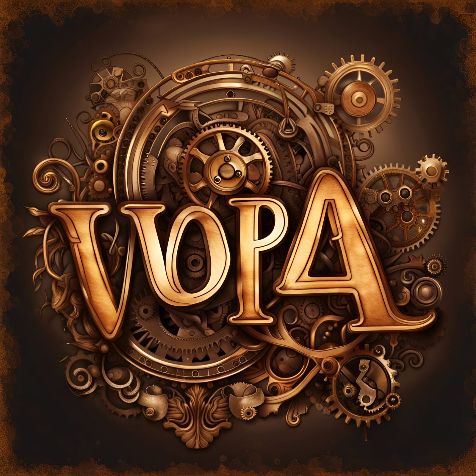 Steampunk VOPA Lettering with Transparent Background