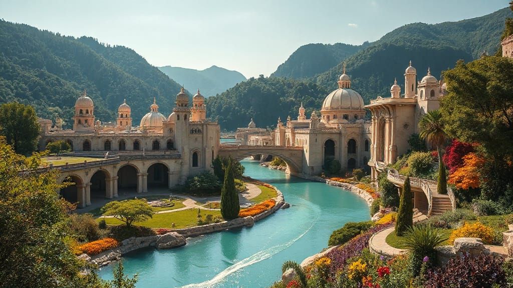 Fairycore Sci-Fi City in Lush Valley