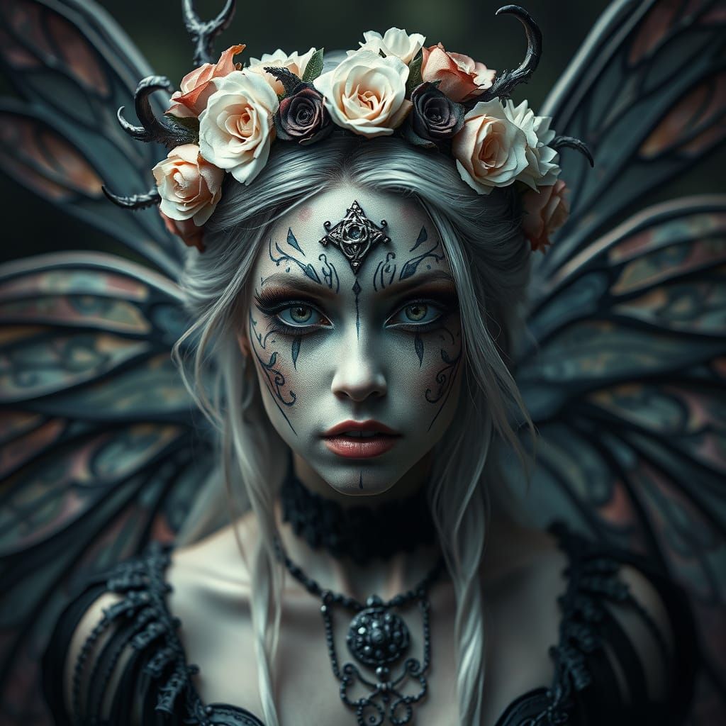 Gothic Wiccan Fairy in a Maximalist Digital Painting