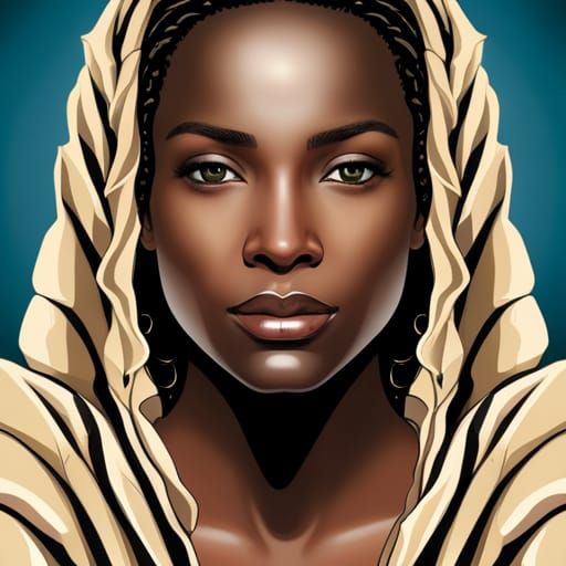 stunningly beautiful ebony woman without make-up, extremely detailed light hazel eyes, detailed symmetric rea...