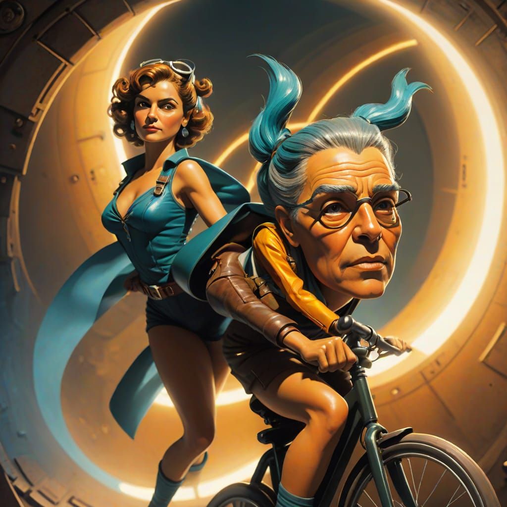 Dieselpunk Cyclists Ascend Mountains in Golden Light