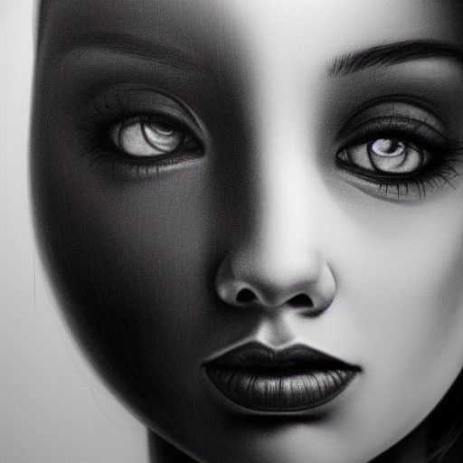 Mysterious Woman Portrait in Hyperrealistic Charcoal