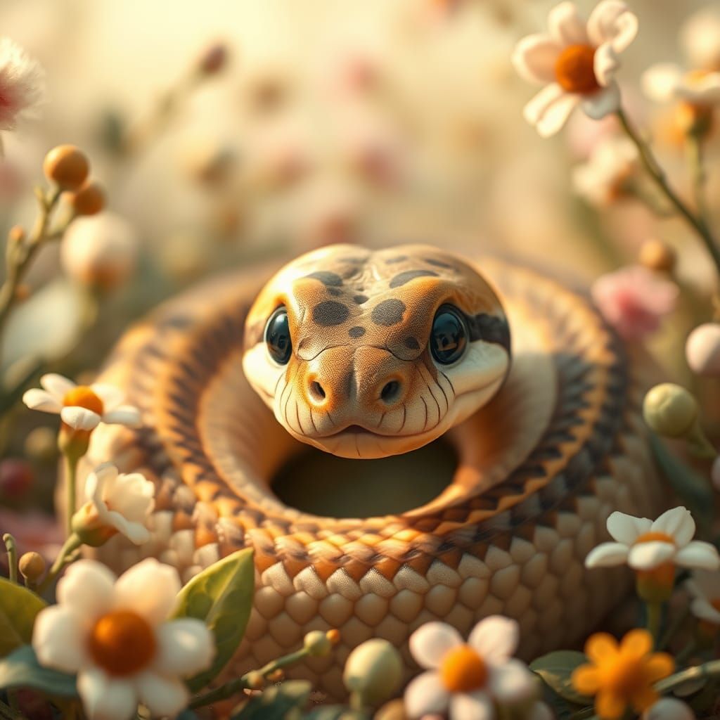 Whimsical Hognose Snake in Storybook Illustration