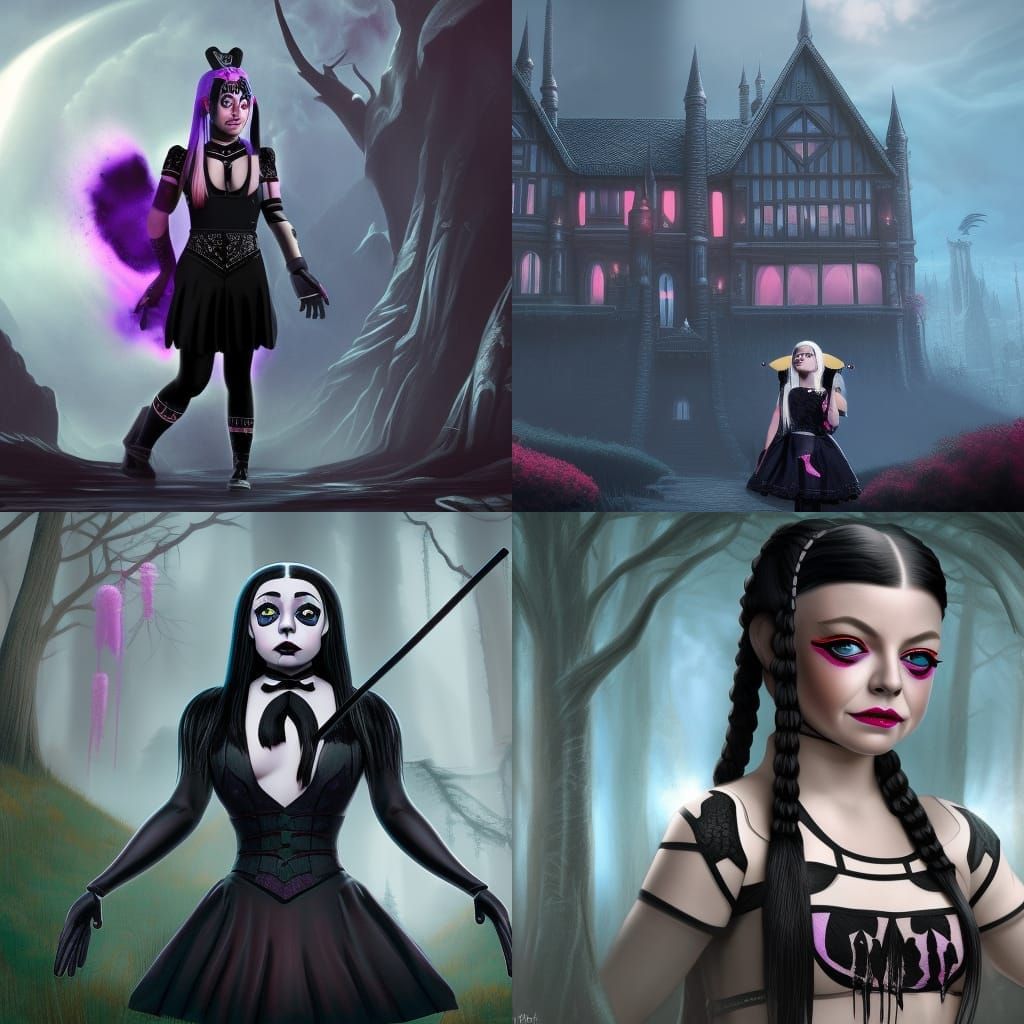 Alexa Bliss as Wednesday Addams: Digital Art