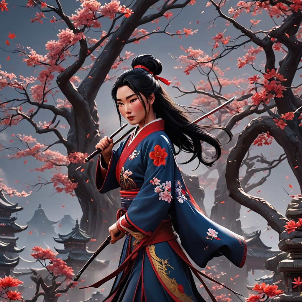 Mulan in Detailed 3D Anime Art Style
