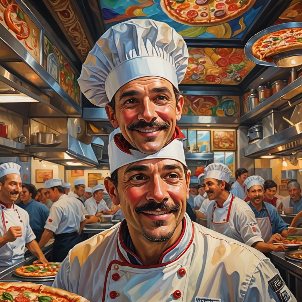 Happy Chef Portrait in Vibrant Art Nouveau Style