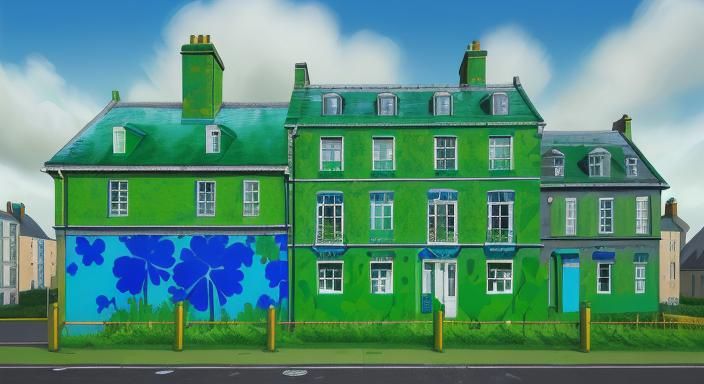 Surreal Irish Landscape in Magritte Style