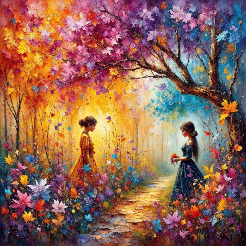 Vibrant Floral Landscape in Warm Hues