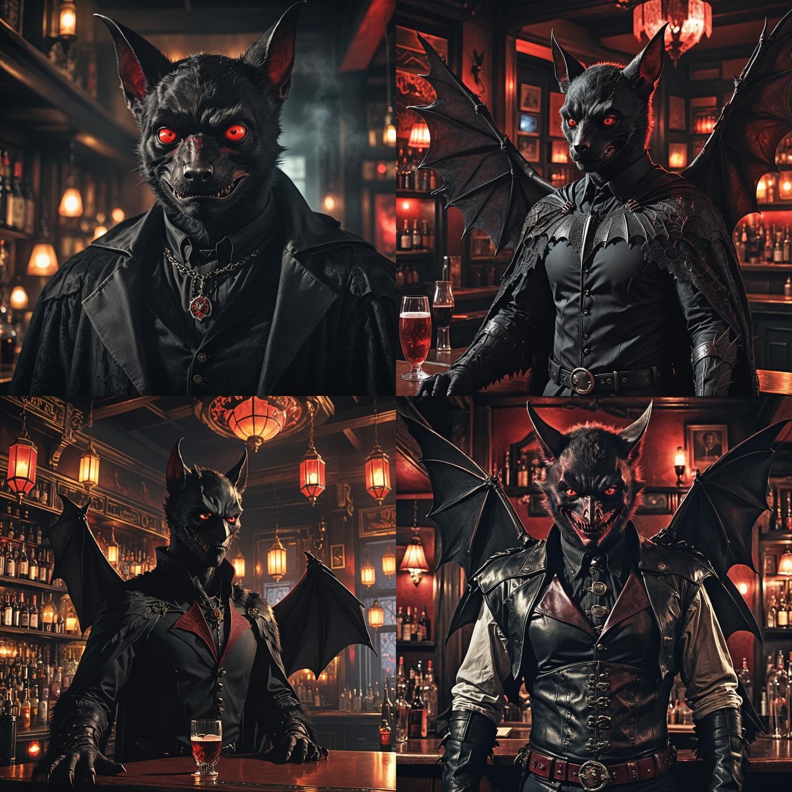 Handsome Anthropomorphic Bat in Goth Bar
