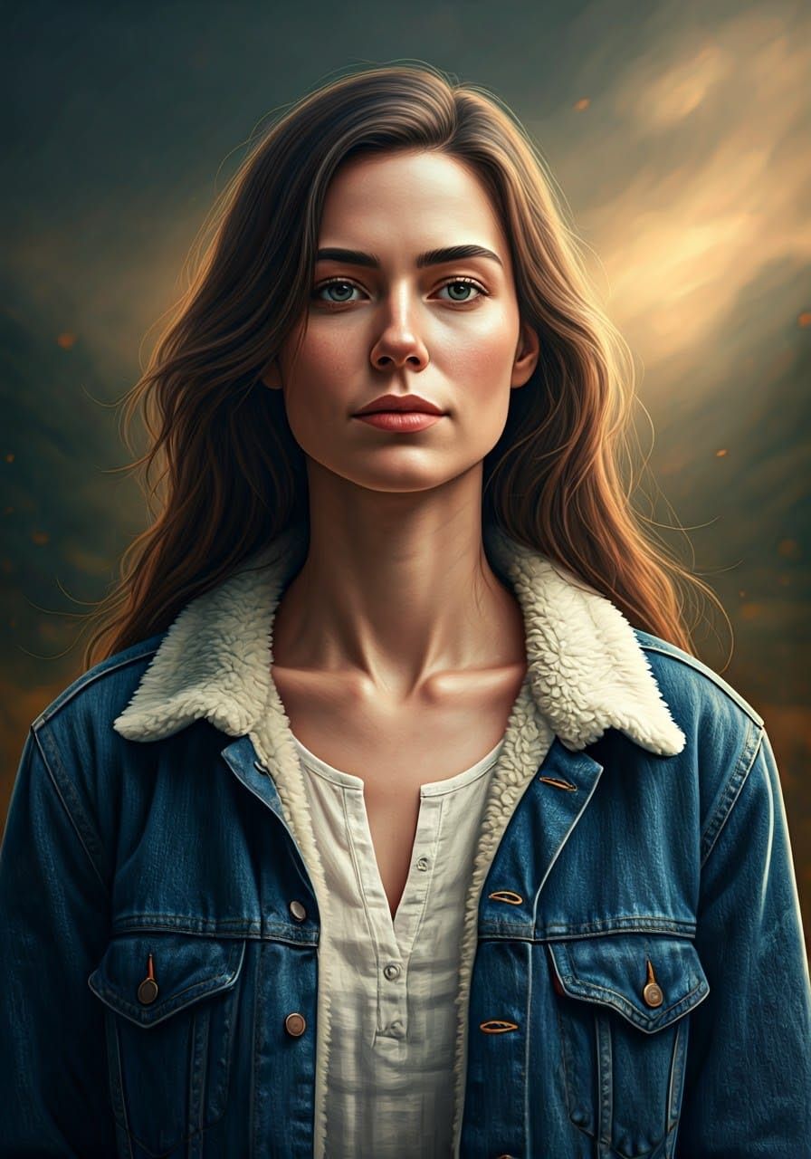 Woman in Denim Jacket: Serene Confidence