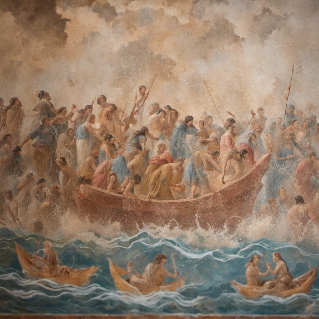 Phoenician Fresco Depicting the Great Deluge