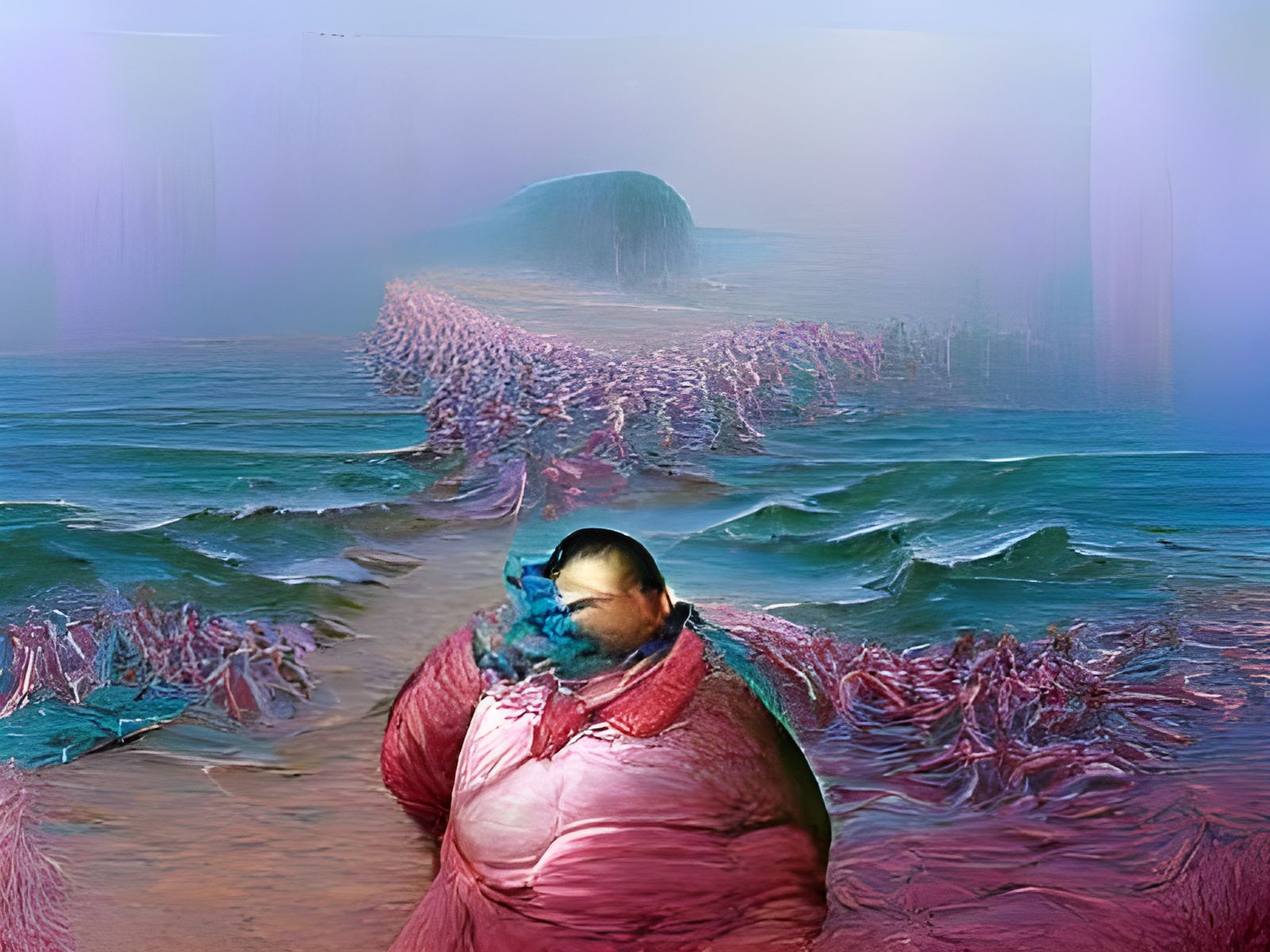 Dystopian Vaporwave Ocean Inspired by Beksinski