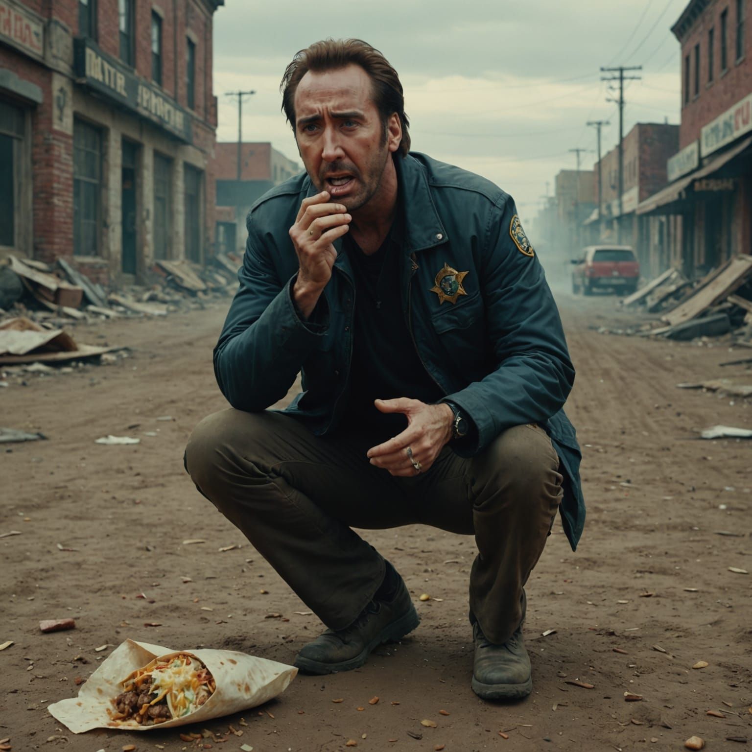 Nicolas Cage Burrito Tragedy: A Cinematic Film Still
