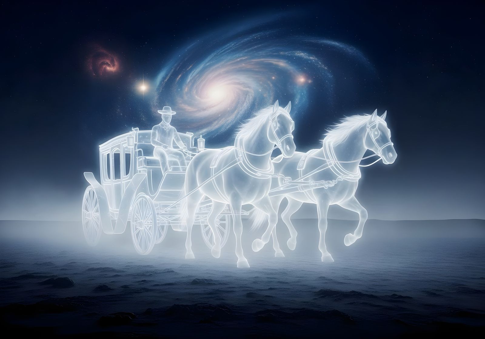 Spectral Stagecoach Under Cosmic Night Sky