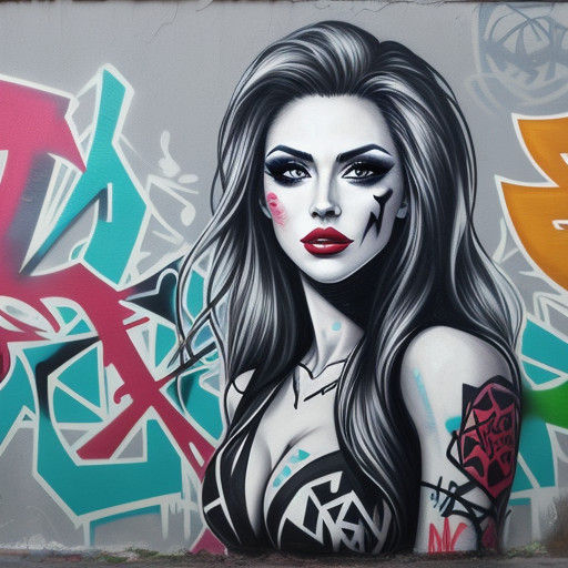 Graffiti Portrait of a Beautiful Woman