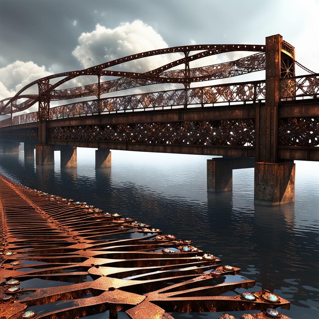 Fractal Bridge Over Post-Apocalyptic River