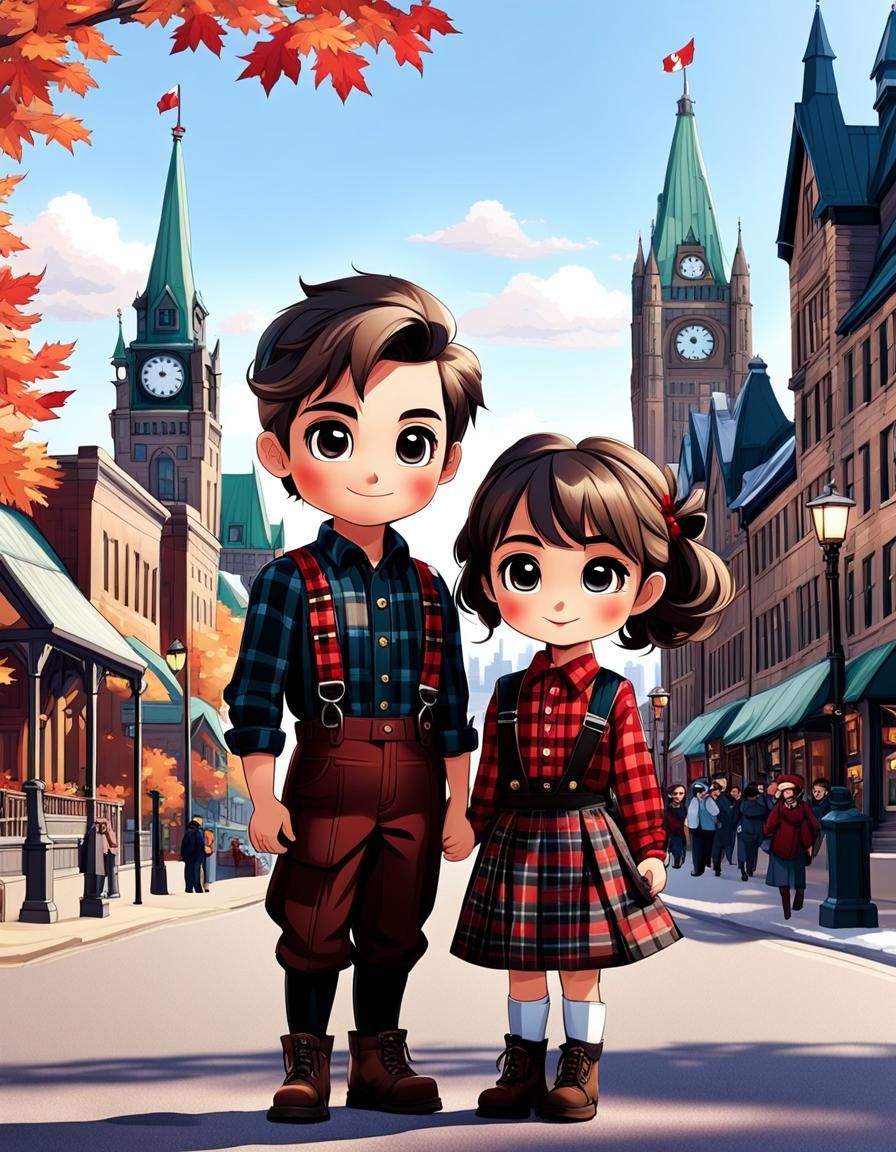 Chibi Characters in Ottawa: A Traditional Canadian Scene
