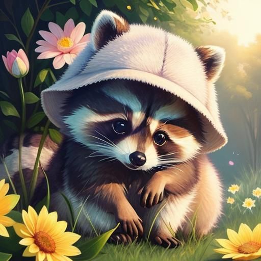 Cute Raccoon with Bright Eyes Illustration