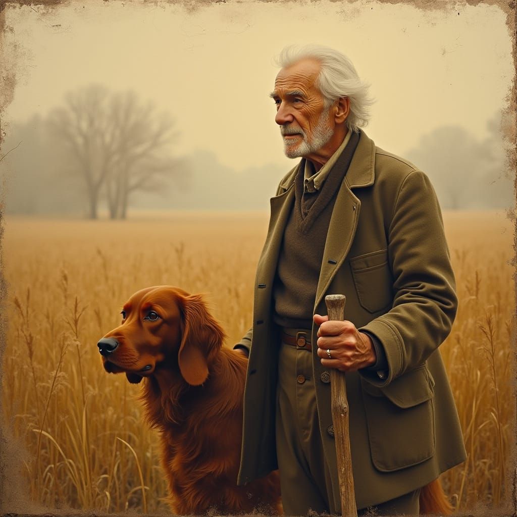 Serene Dawn Landscape in Folk Art Style