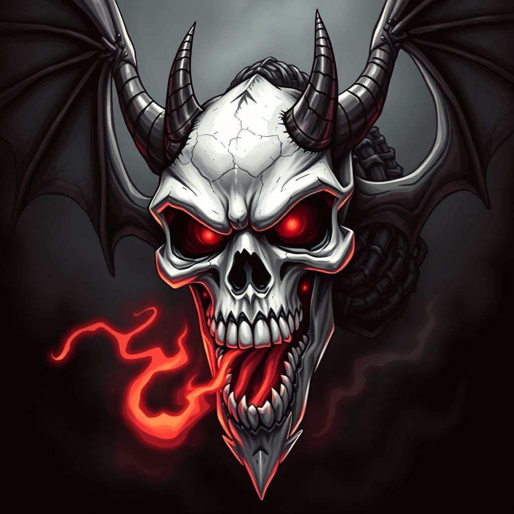 Haunted Skull Dragon Demon in Dark Fantasy Art