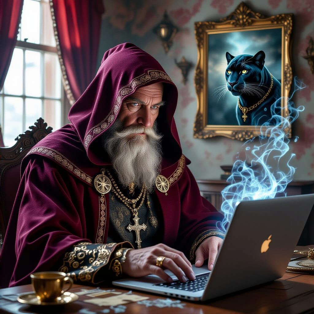 Steampunk Wizard on Dating Site in Collage Style