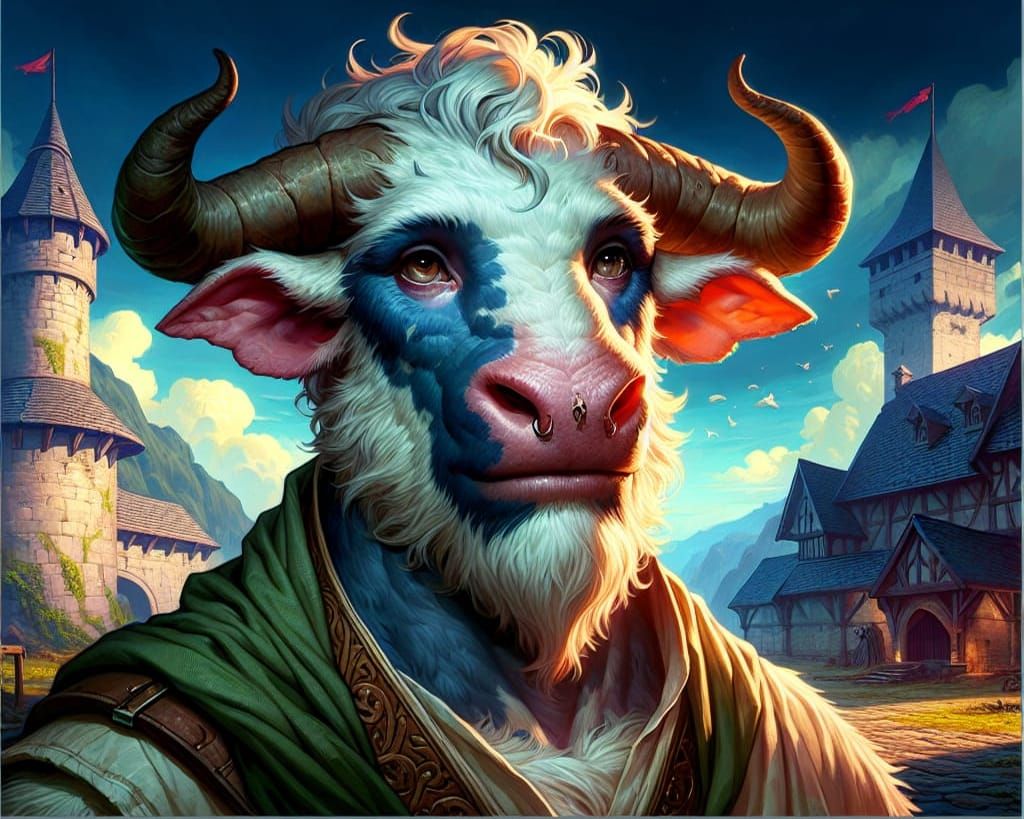 Gentle Firbolg Hostler in Fantasy Castle Stable