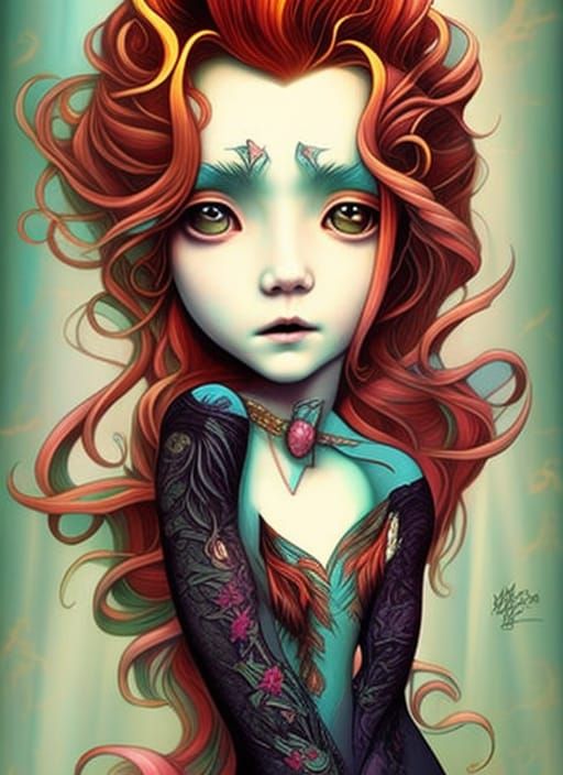 Fantasy Girl with Red Hair in Soft Colors
