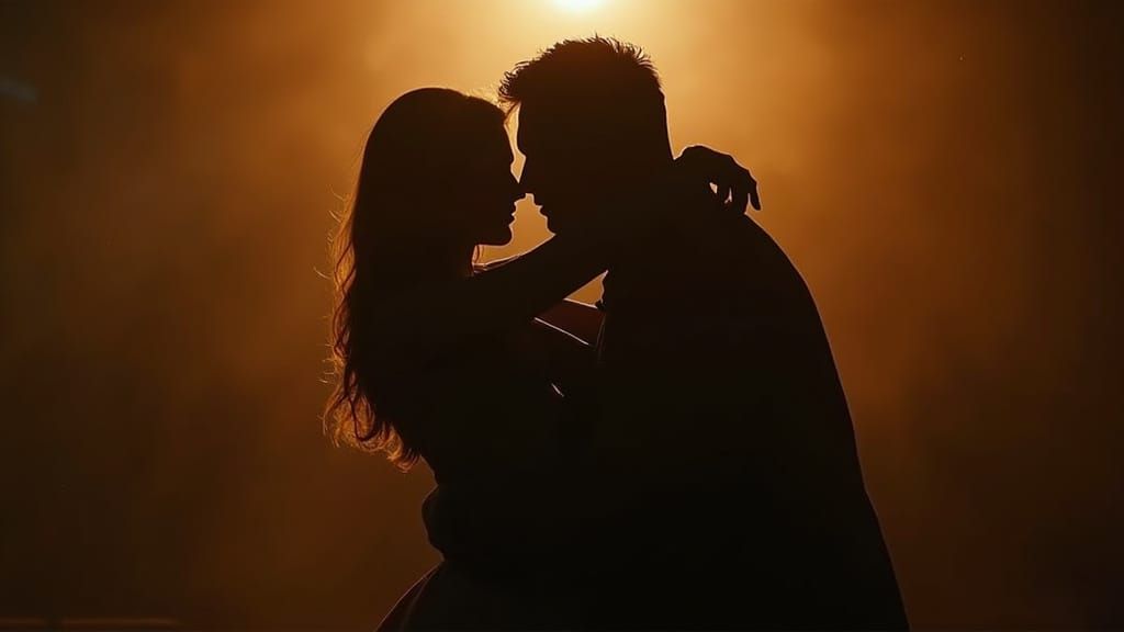 Embracing Couple in Cinematic Film Style