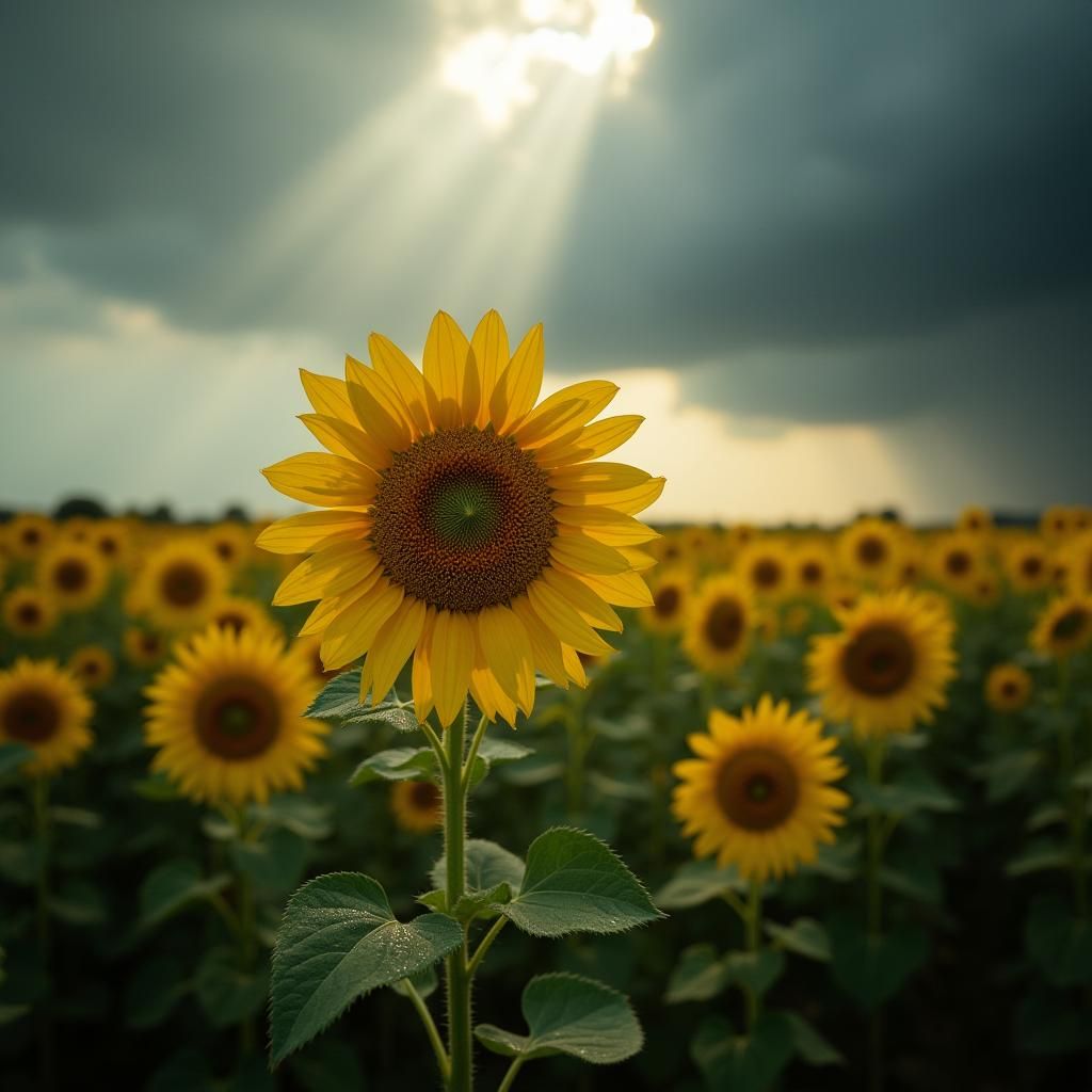 Sunflower Field After Storm: Cinematic 35mm Film