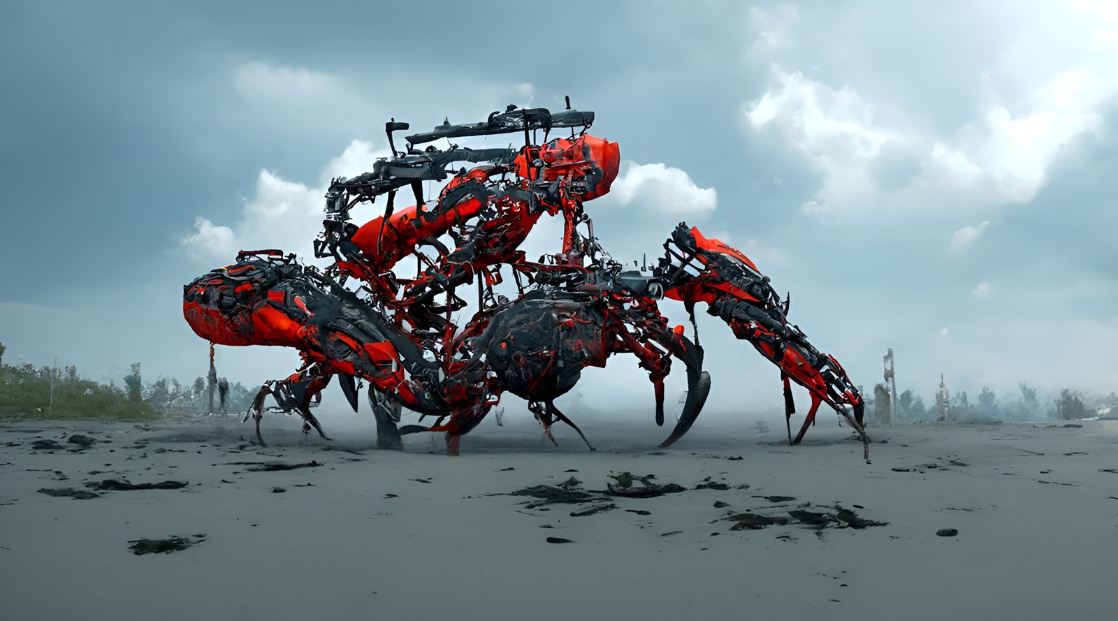 Robotic Crab Destroyer in Cyberpunk Style