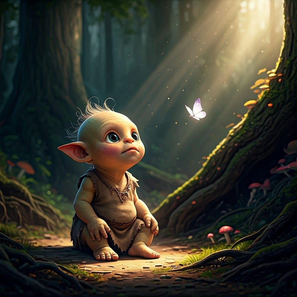 Baby Ogre's Enchanting Encounter in Hyperreal Style