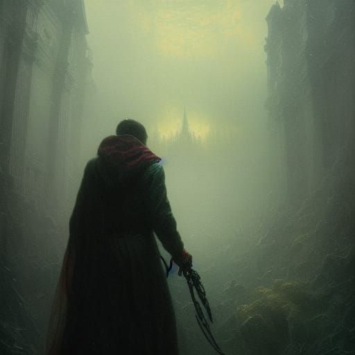 Ethereal Fantasy Landscape in Sinister Style