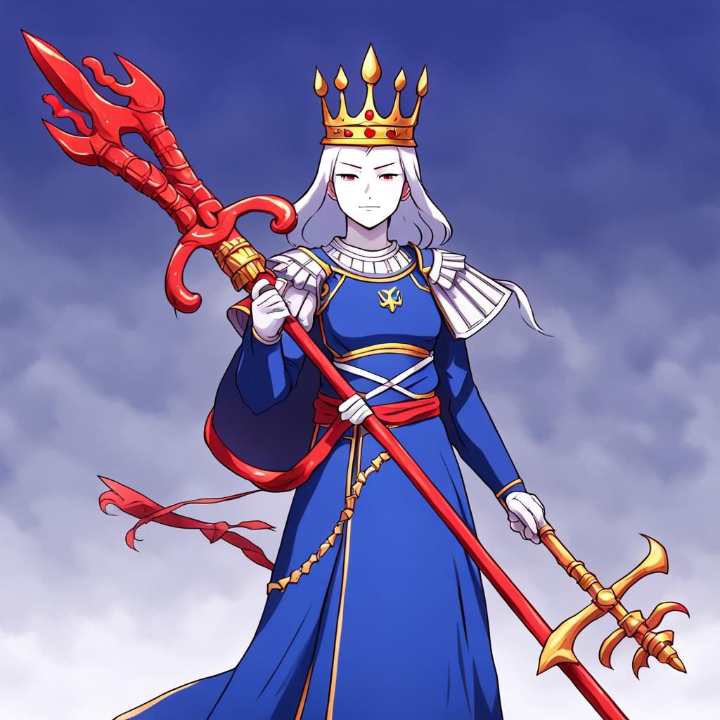 Anime Queen with Red Trident