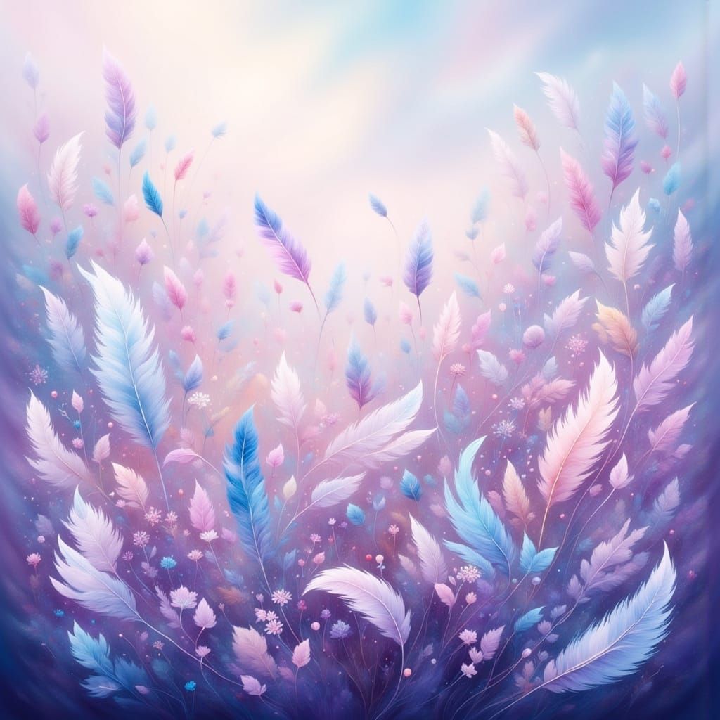 Feather Field in Watercolor Style