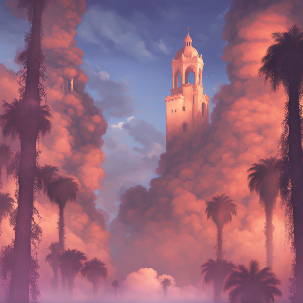 A captivating whimsical fantasy illustration set in a fictional tucson, with streets patterned after an old Pueblo, and ...