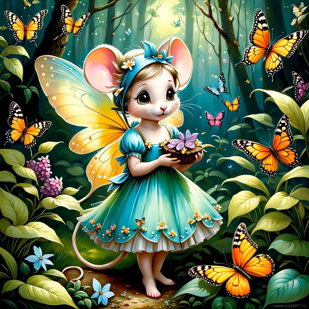 Enchanting Mouse Fairy in Romantic Style
