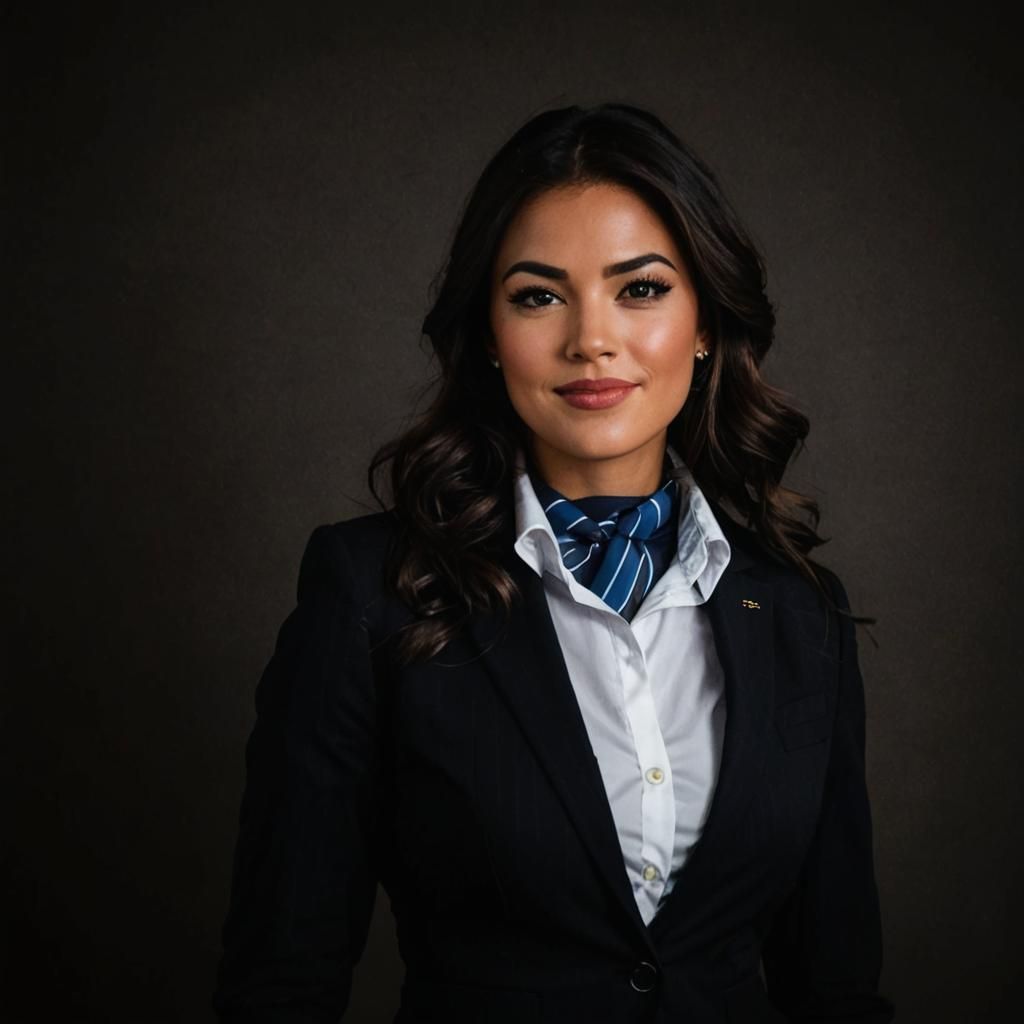 Classy Preppy Girl in Pinstripe Business Attire