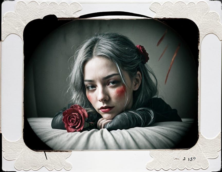 Gothic Still Life with Roses and Tears