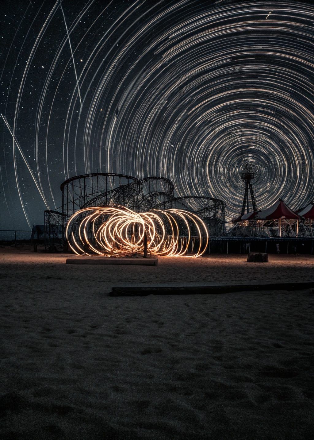 Glowing Curly Whirlingtons on the Beach
