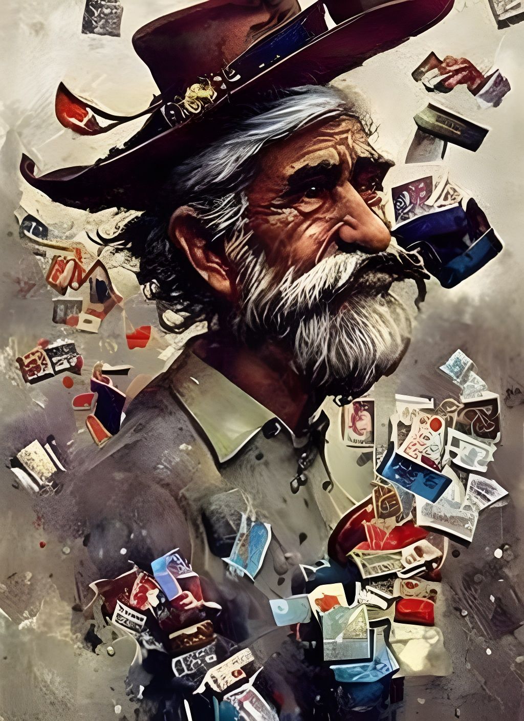 Stamp Man Crayon Caricature in Whimsical Style