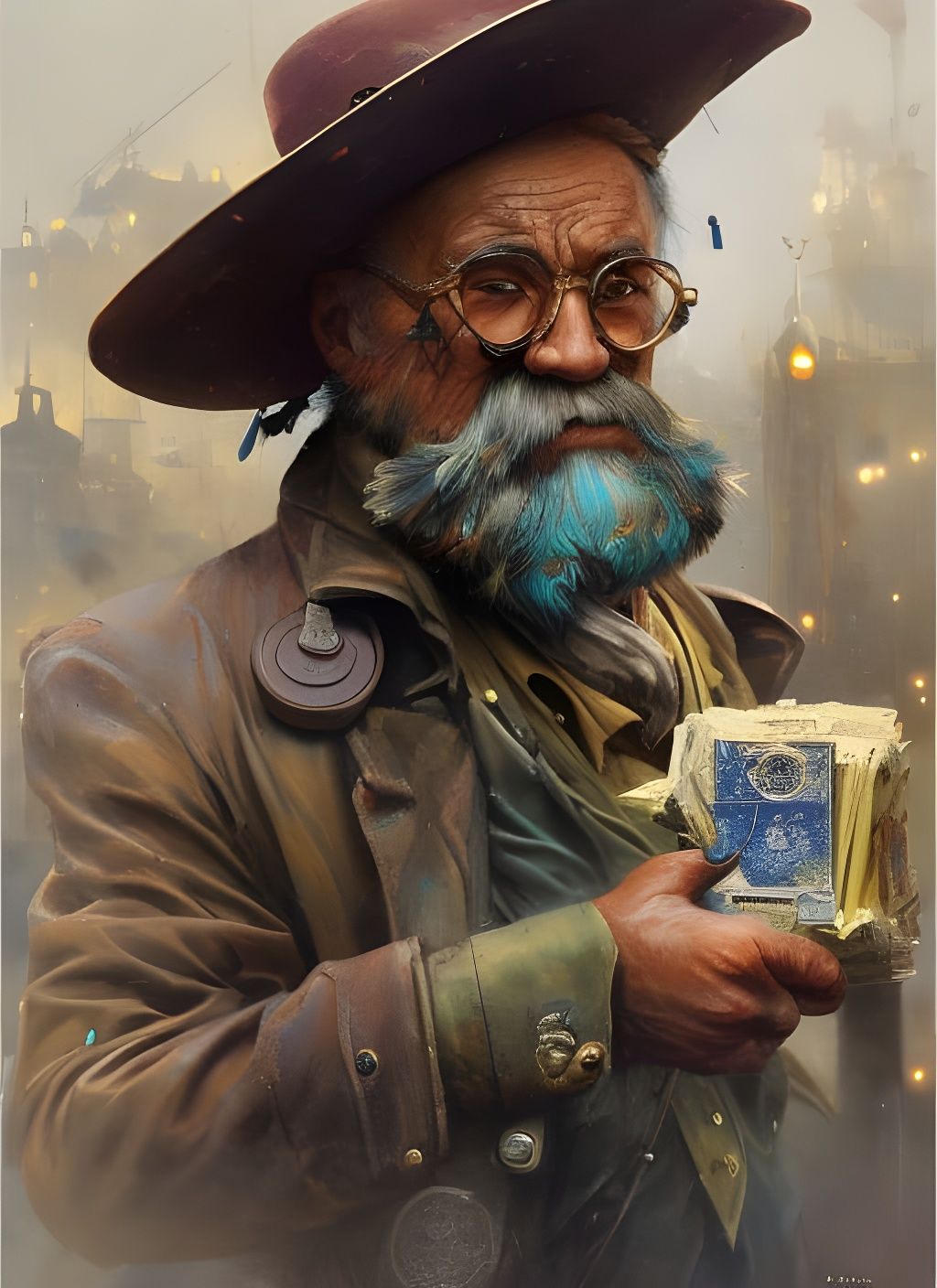 Stamp Man Crayon Caricature in Hyperrealism Style