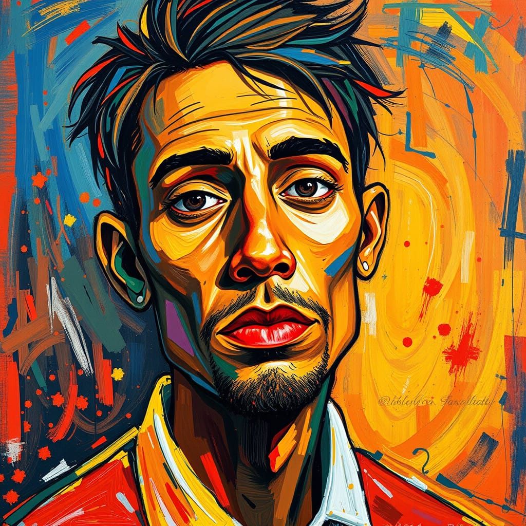 Abstract Portrait of Uniqueness in Vibrant Expressionist Sty...