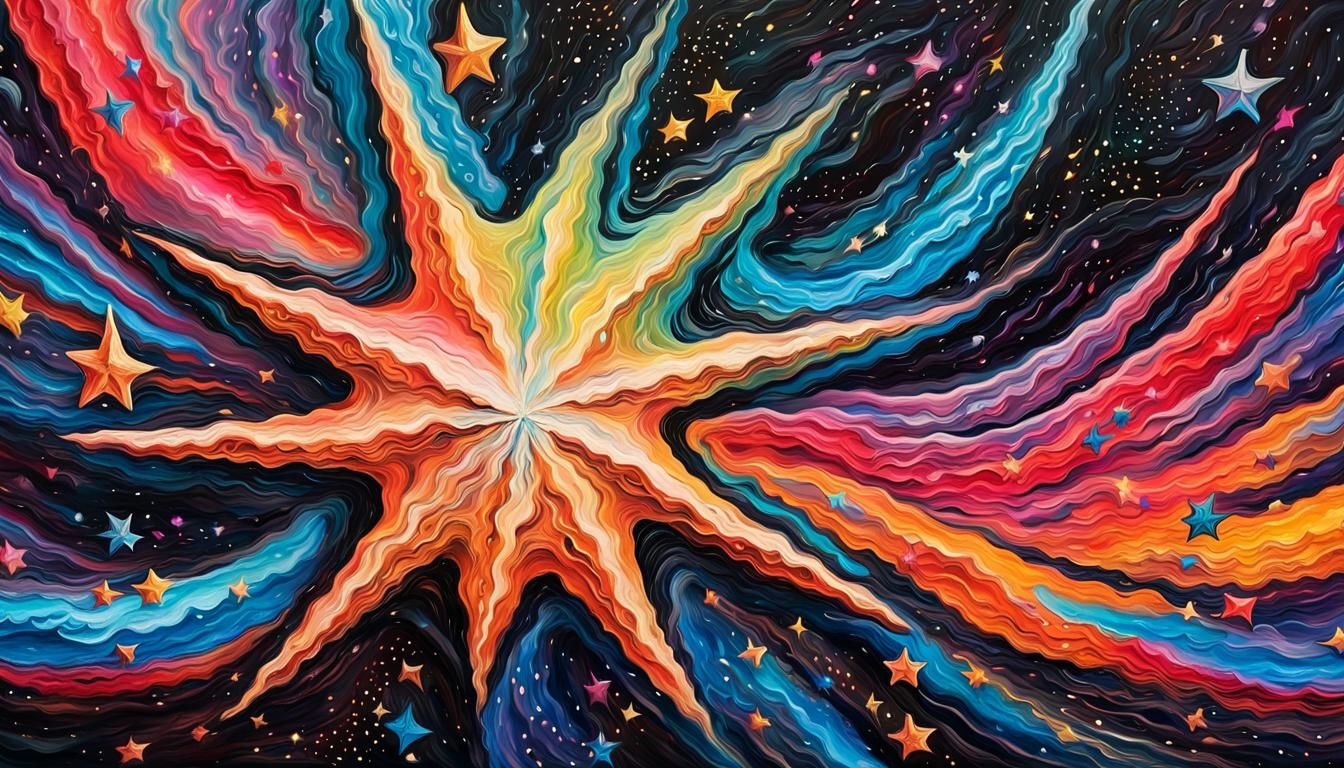 Vivid Impasto Binary Star Cluster in Motion