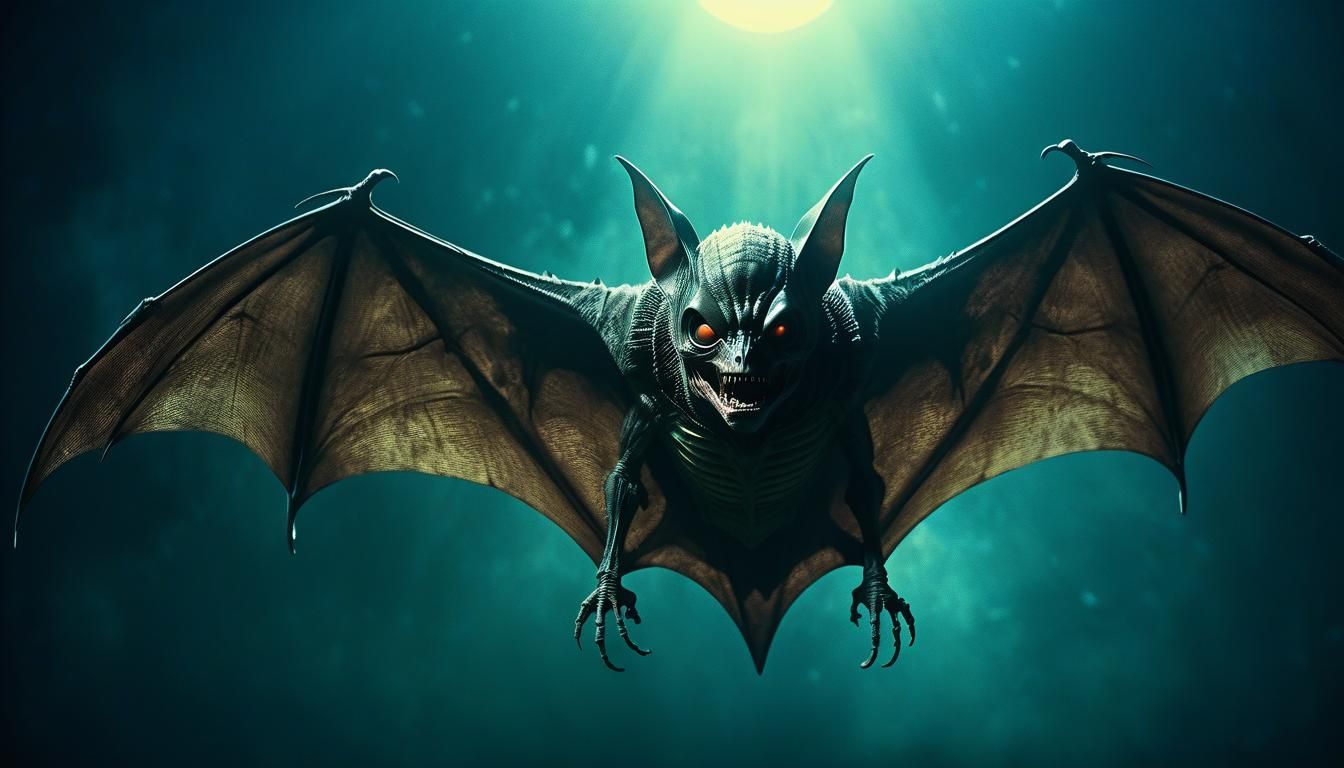 Cinematic Alien Bat Creature Film Still