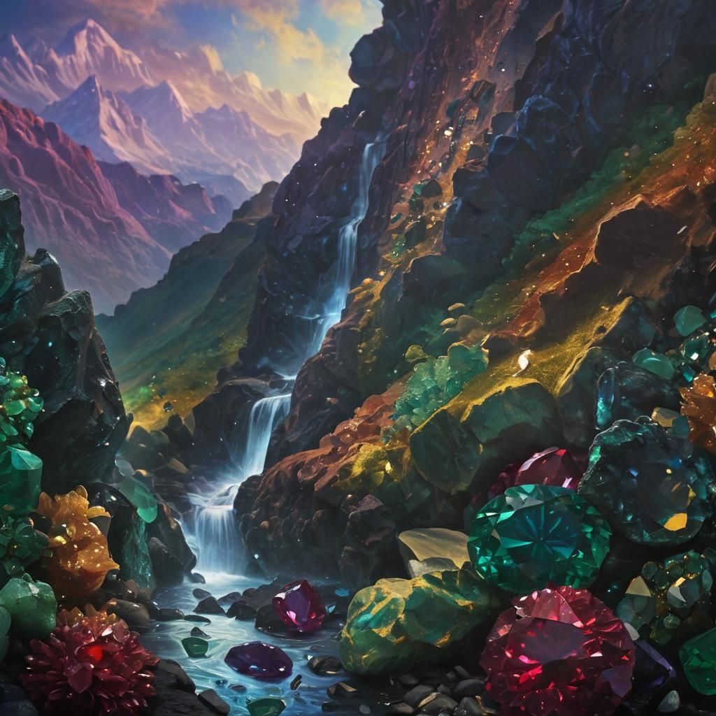 Vibrant Gemstone Masterpiece on Velvet