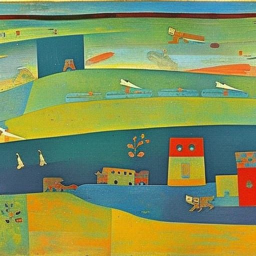 Boys Leaving for War in Cubist Expressionist Style