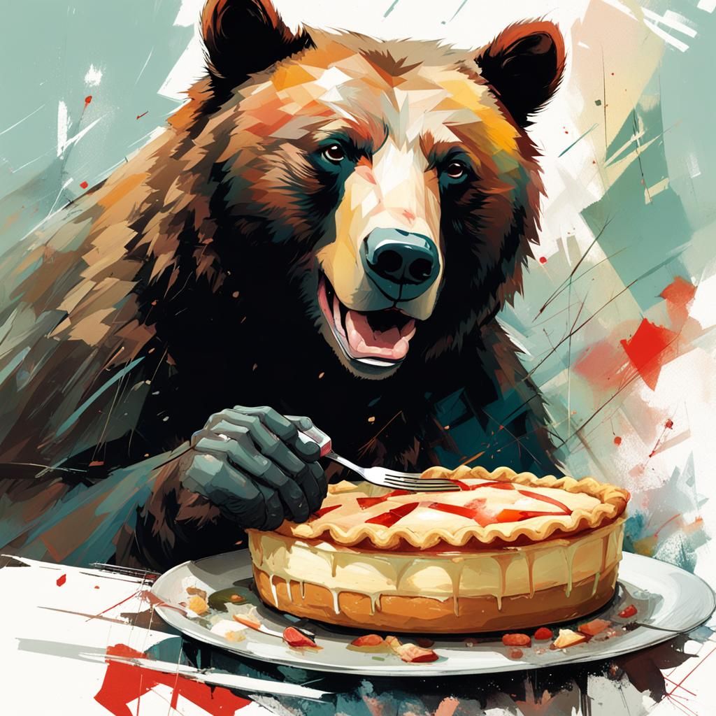Bear Eating Pie: Hyperdetailed Digital Art