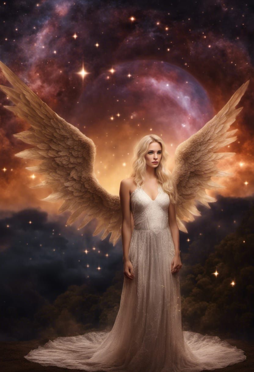 Fantasy Angel Portrait Amidst Cosmic Magic